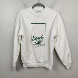 Zizi Donohoe Beverly Hills Health Club Sweatshirt Womens Small White Pullover